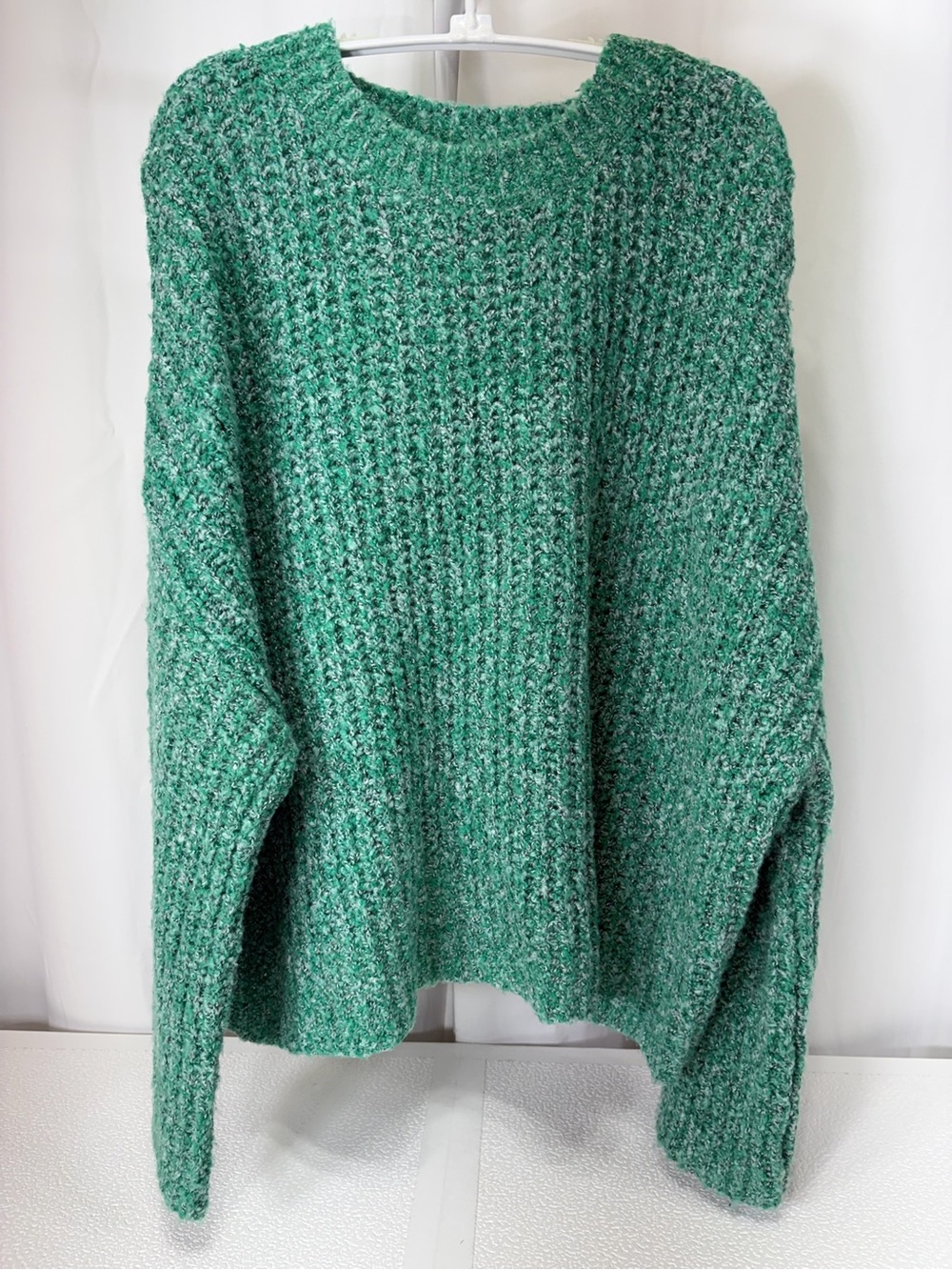 Sincerly Jules Emerald Green Crewneck Waffle Knit Sweater 4277